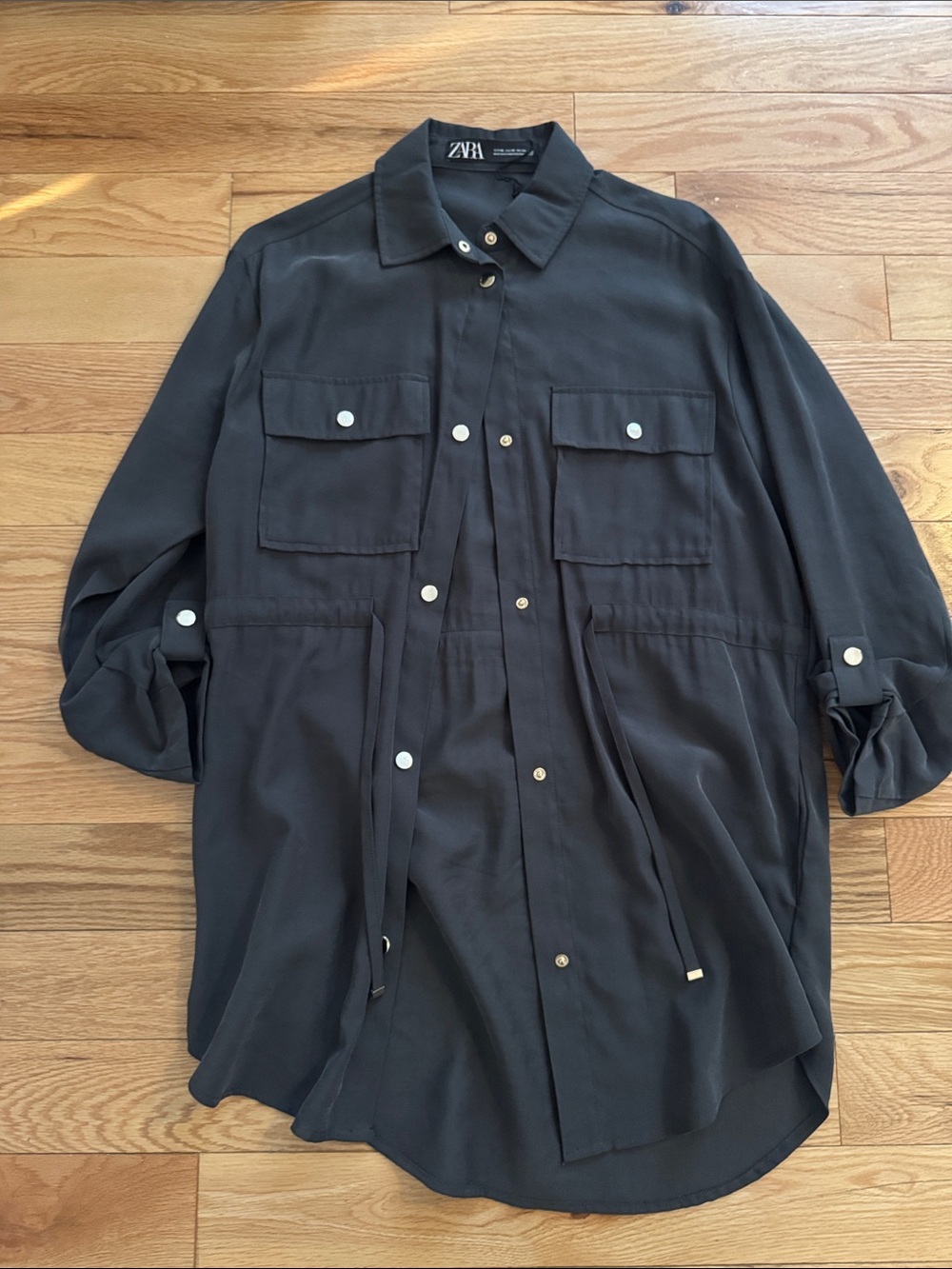 ZARA Black Lightweight Utility Shirt Jacket